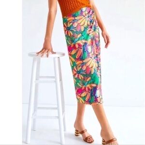 NWT Farm Rio Getaway Faux Wrap Midi Tropical Banana Print  Skirt S